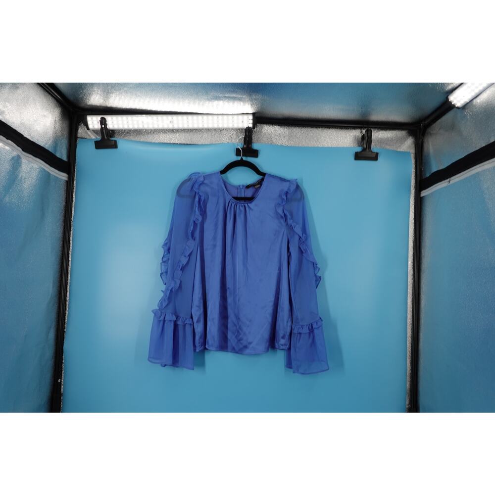 French Connection Blue Ruffle Top Size M - Picture 4 of 8